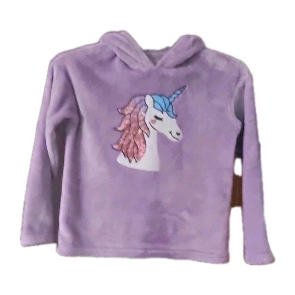 BCBG Hoodie Girl Sequins Unicorn Size 10/12 M Purple